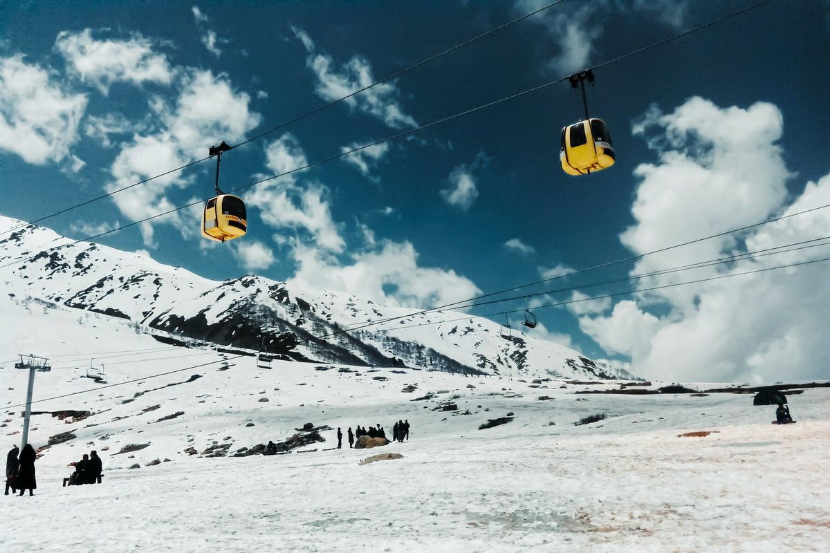 Snow-covered Gulmarg with gondola in winter