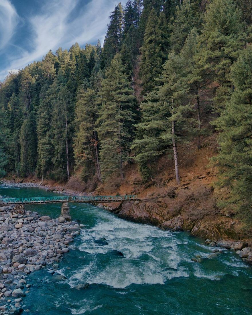 Footbridge over a Kashmir mountain river